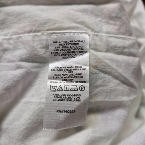 LOFT Women 8 Linen Blend Floral Long Sleeve Shift Dress Whisper White Romantic - Picture 11 of 11